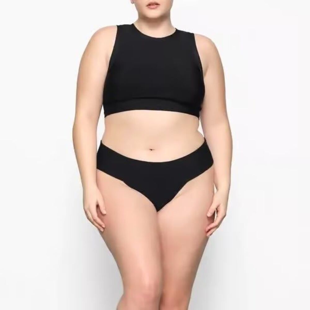 Skims Knit Swim High Neck Top Onyx Size 4X